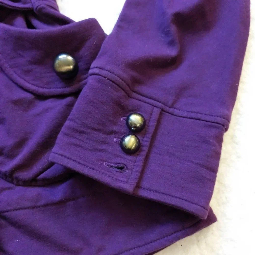 Sanctuary Jacket Hooded Jacket Snap Front Purple Ruching Size Medium